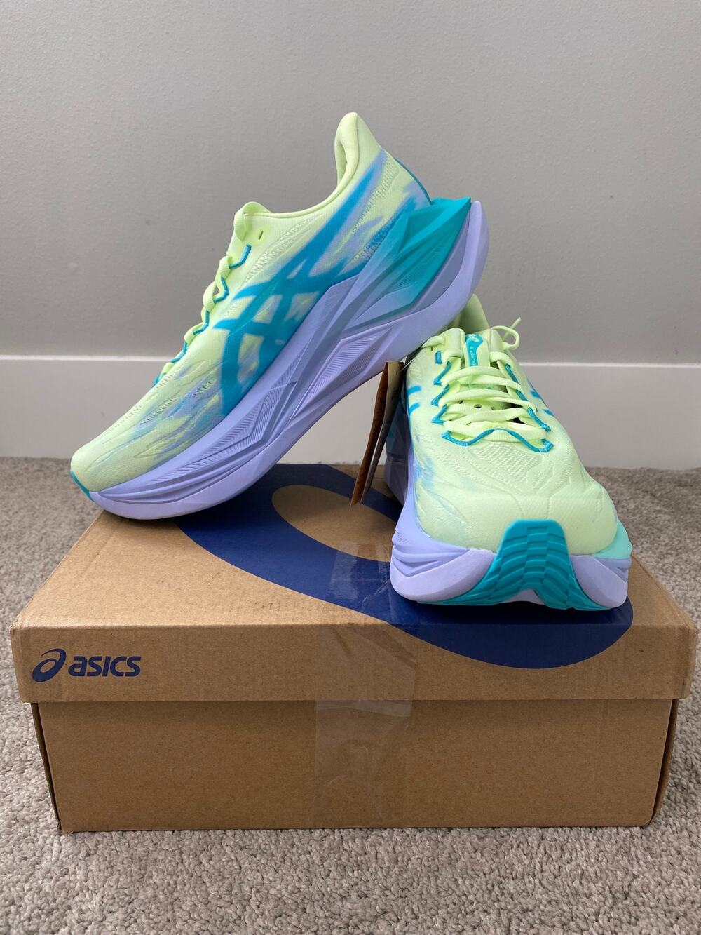 New ASICS Superblast 3 Illuminate Yellow Energy Aqua Size 8.5M / 10W